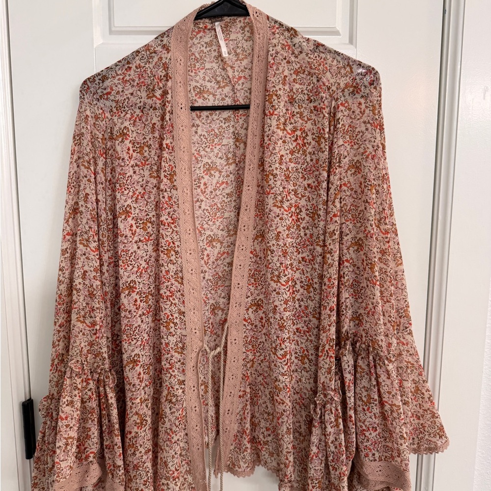Free People Floral Blouse in Pink and Brown